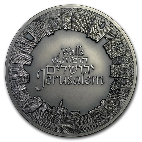 2018 Israel 3 oz Silver Walls of Jerusalem Antique Finish 2018 Israel 3 oz Silver Walls of Jerusalem Antique Finish
